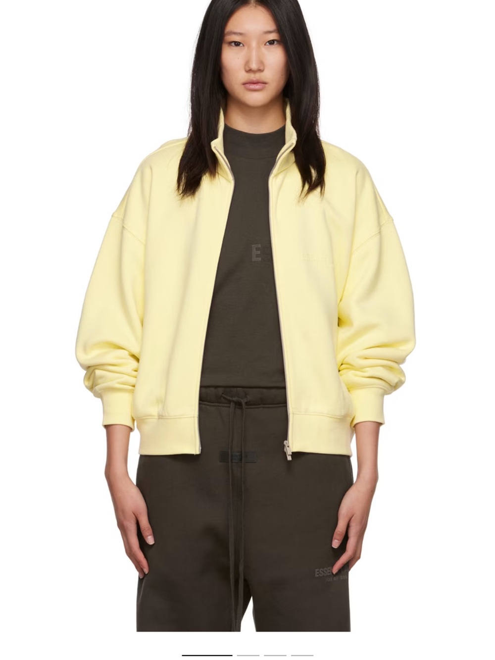 Essentials Pale Yellow Bomber Zip Jacket